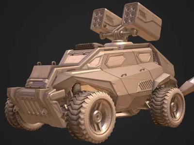Sci-Fi Armored Military Rocket Launcher PBR Low-poly 3D model