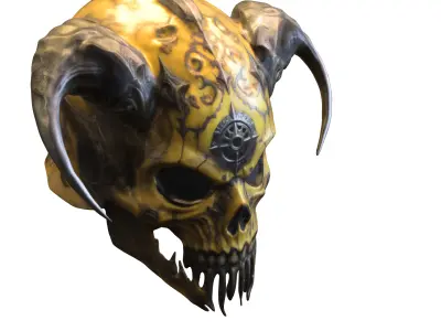 Yellow Demonic Skull Mask Low-poly 3D model