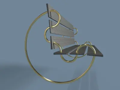Bench wooden swing chair Free 3D model