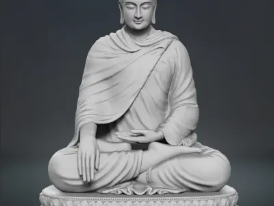 Buddha Bhumisparsh Mudra Low-poly 3D model