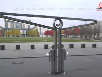  subway train station steel roof system Low-poly 3D model