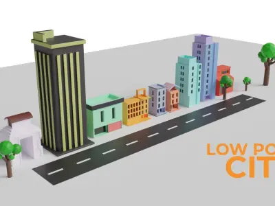 Urban - Low Poly 3d city building model Low-poly 3D model