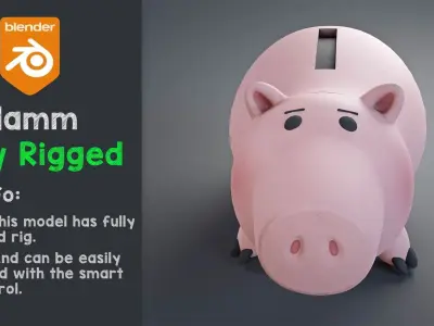 Toy story - Hamm the piggy bank rigged 3D model
