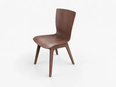 Crest Bentwood Dining Chair in walnut  Low-poly 3D model