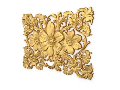   mural classic flowers decor ornament 01 3D model