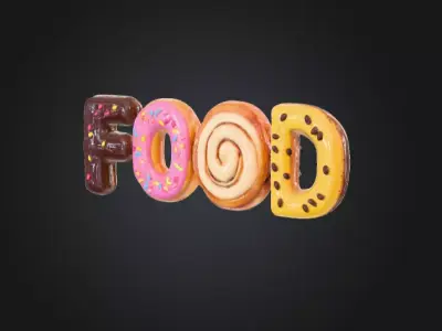 Sweet Treat Food Letters Low-poly 3D model