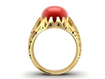 Classic Red Gemstone Gold Ring for Men  640 3D print model