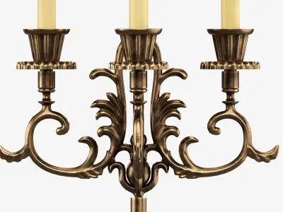 Candlestick with candles antique 05 3D model