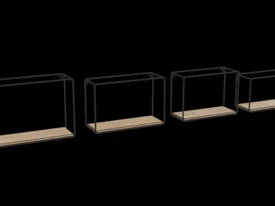 Set Of 4 Shelves Mango Wood Black Low-poly 3D model