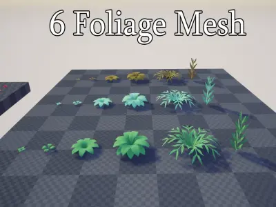 Stylized nature pack Low-poly 3D model