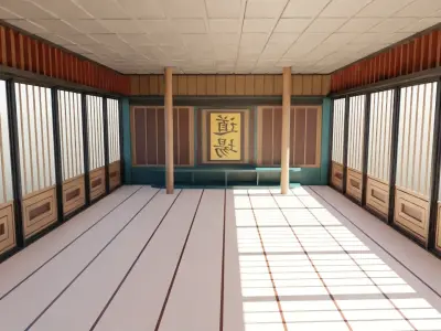 Dojo Hall Low-poly 3D model