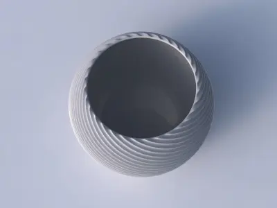 Bowl spheric with bent extruded lines 2 3D print model