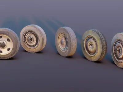 Realistic Car Tires 3D Model Low-poly 3D model
