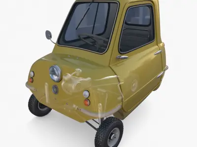 Generic 50cc Microcar with interior and chassis 3D model