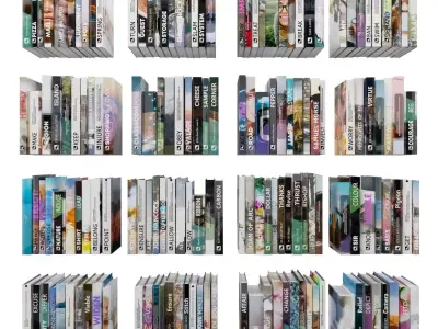 Books 150 pieces 1-8-2 Low-poly 3D model