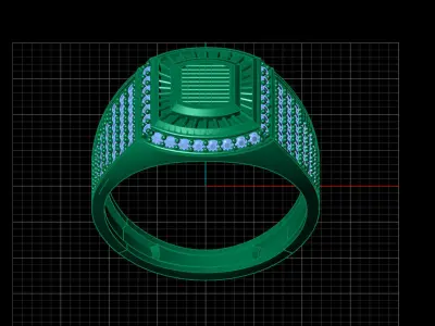 Print Ready STL 3DM  Gents Rings Diamond Men Ring  3D print model 199