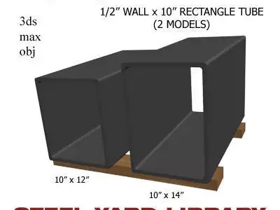 1 2in Wall x10in Rectangle Tube 3D model