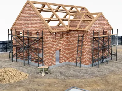 House construction  Low-poly 3D model