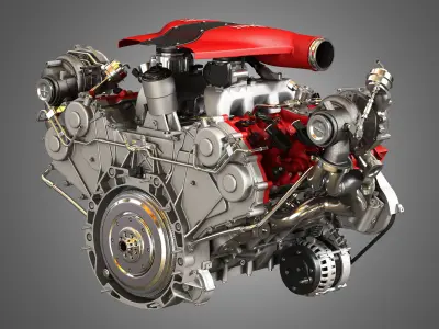 488 Pista - F8 Tributo Engines - V8 Twin Turbo Engines 2 in 1 3D Model Collection