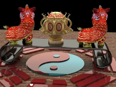 Chinese lion dance figure  3D model