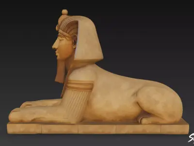 Egyptian Pharaoh Sphinx Statue Low-poly 3D model