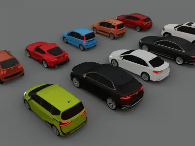 collection of 10 low poly cars 3D models Low-poly 3D model