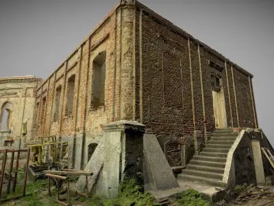 Old ruined baroque palace 3D model