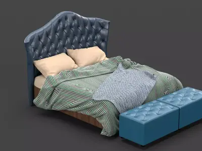 Tufted Luxury Bed 3D model