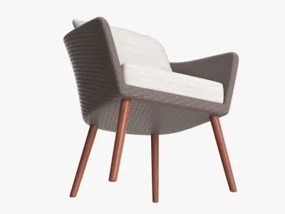  Wicker chair brown with cushions 3D model