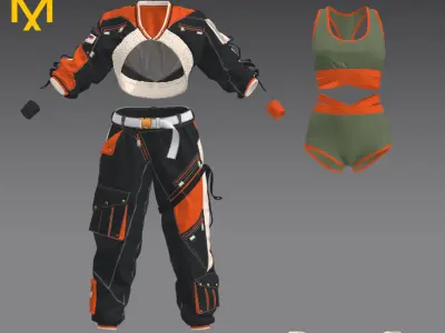 Girls outfit 8 - Marvelous Designer project and OBJ 3D model