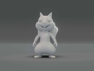 Cartoon Squirrel Animated and Rigged Base Mesh 3D Model Low-poly 3D model