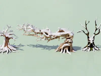 Snow-Covered Trees Stylized Winter Nature Free low-poly 3D model