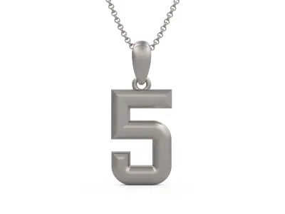 Model 1157 Number 5 Necklace Curved 3D print model