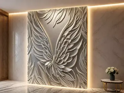 modern panel wall decor set relief stl mural CNC 255 3D model