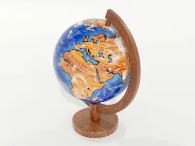 Epoxy Resin and Wood Globe 3D model