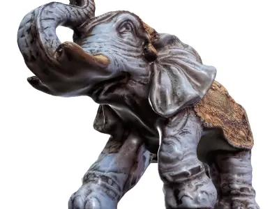 elephant 2 statue with tusks Free 3D model