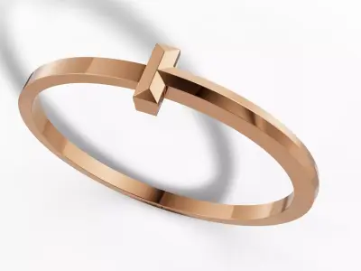 Tiffany T Style Bangle Bracelet STL 3Dm CAD File 3D print model