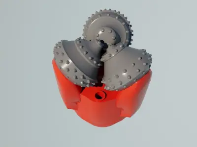 Tricone Drill Bits for Rock Drilling Low-poly 3D model