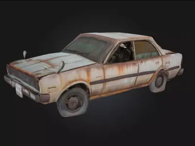 Rusty Classic Sedan  Timeworn Elegance from a Bygone Era 3D model