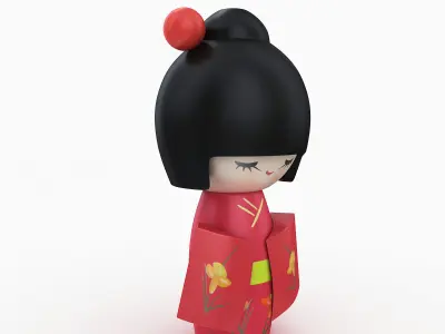 apanese Wooden Doll  3D model