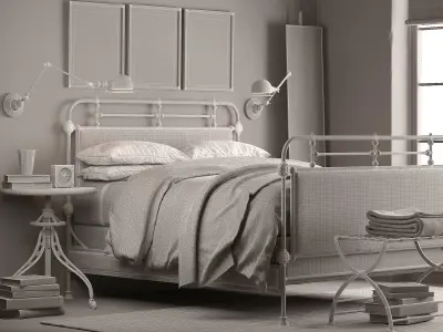 1920s French style bedroom 034 3D model