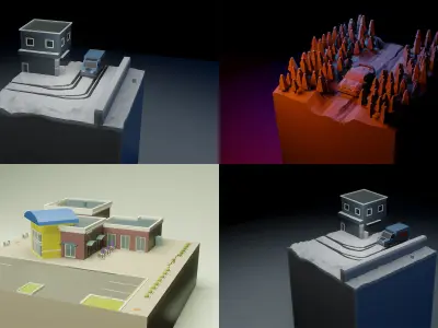 Low Poly Game Ready Environment hill with trees Low-poly 3D model