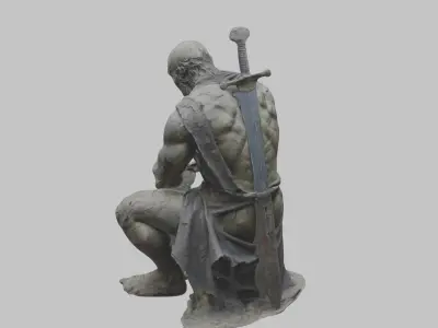 Man Medieval sculpture Low-poly 3D model