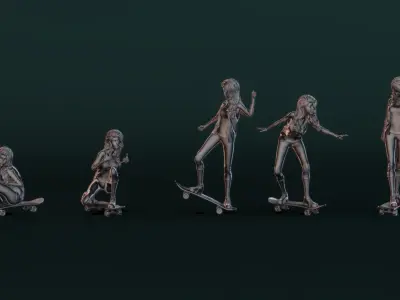 Skateboard Girl 3D model