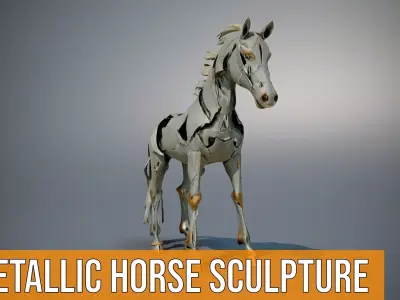 Metallic Horse Sculpture model pack Low-poly 3D model