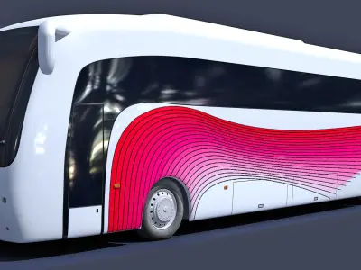 White Pink Bus 4 3D model