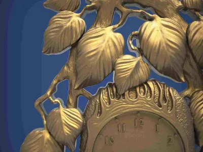 Carved clock for 3D printing and CNC 3D print model 9
