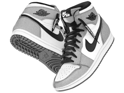 nike air jordan 1 retro grey  3D model