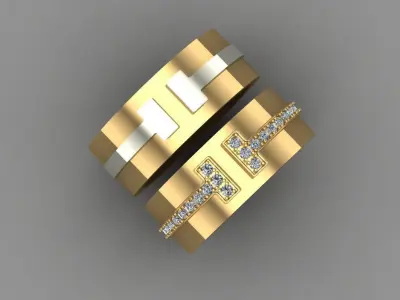 T Band Plain WITH Dubble Tone T Band With Daimonds 3D  Model 3D print model