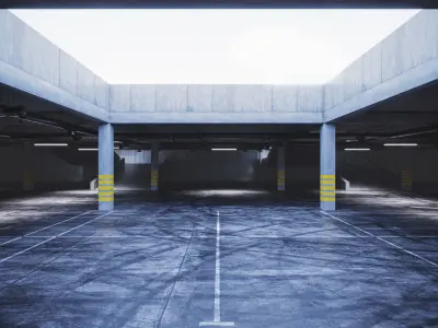 Parking garage with porsche sports car 3D model